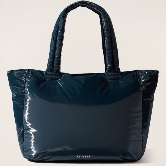 NWT Athleta All About Shine Puff Tote Bag Teal Cypress - Picture 1 of 13